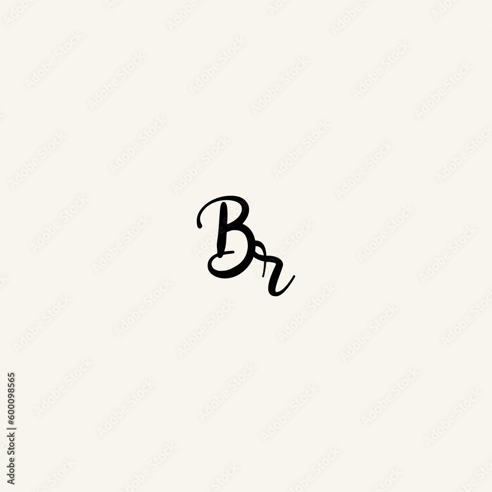 BR black line initial script concept logo design BR black line initial script concept logo design