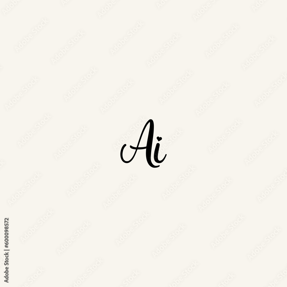 AI black line initial script concept logo design AI black line initial script concept logo design