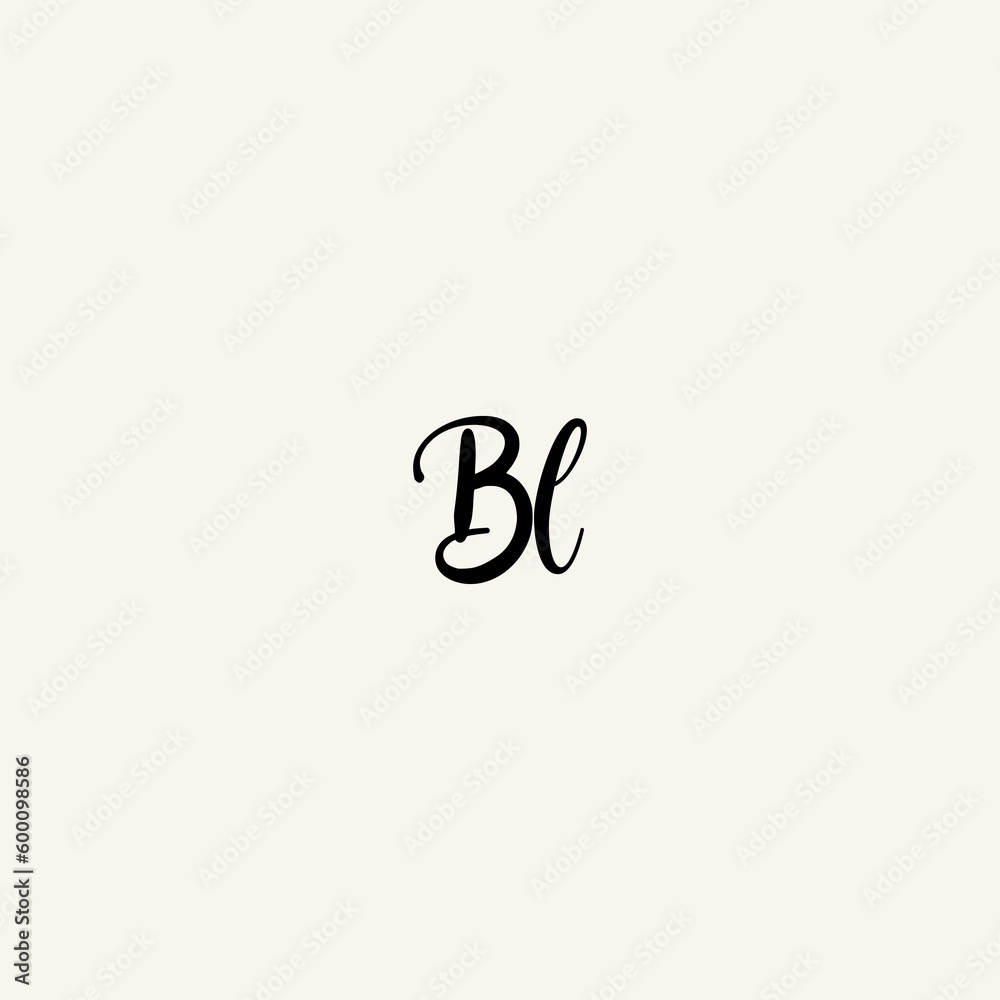 BL black line initial script concept logo design BL black line initial script concept logo design