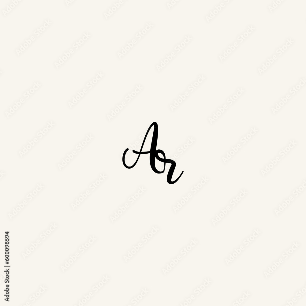 AR black line initial script concept logo design AR black line initial script concept logo design