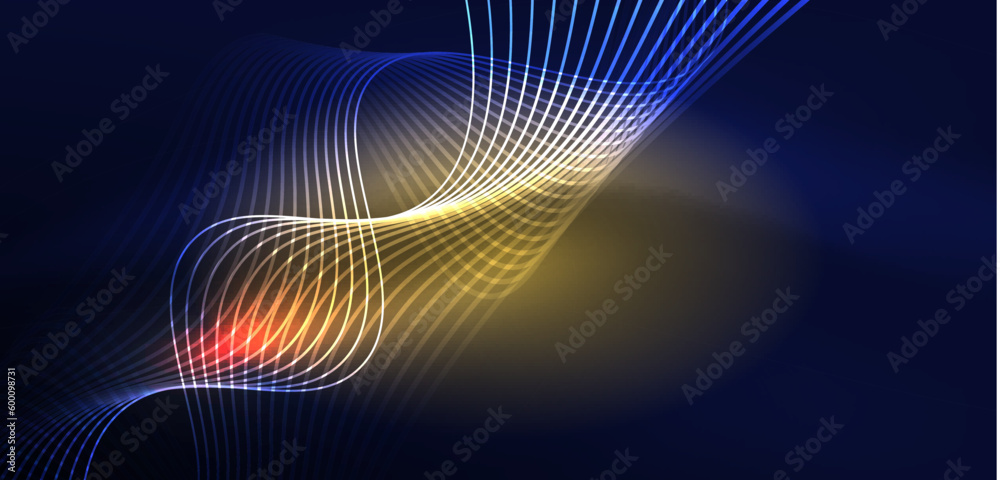 Abstract background neon wave. Hi-tech design for wallpaper, banner, background, landing page, wall art, invitation, prints, posters Abstract background neon wave. Hi-tech design for wallpaper, banner, background, landing page, wall art, invitation, prints, posters