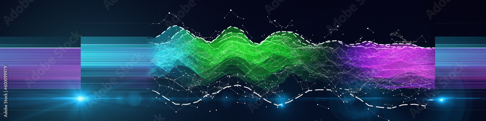 Abstract background grid in chaotic web with blurred lines and light on black. Plexus wireframe concept in virtual space. Big Data. Banner horizontal for business, science and technology . Abstract background grid in chaotic web with blurred lines and light on black. Plexus wireframe concept in virtual space. Big Data. Banner horizontal for business, science and technology .