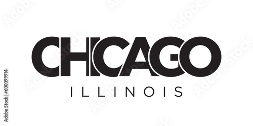 Chicago, Illinois, USA typography slogan design. America logo with graphic city lettering for print and web.
