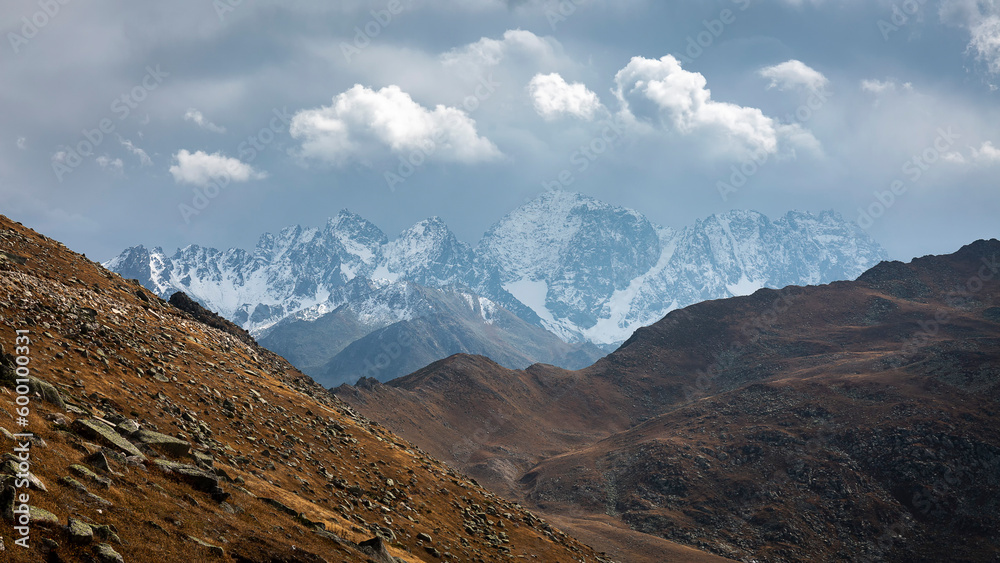 high snowy Kackar mountains and landscape. Rize