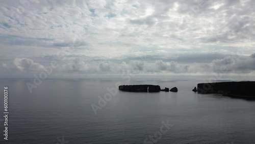 Breathtaking aerial sunset view of the Historical rocky limestone Tsichli-Baba island south of Sphacteria where is the erected monument to the French fallen sailors in the Battle of Navarino photo