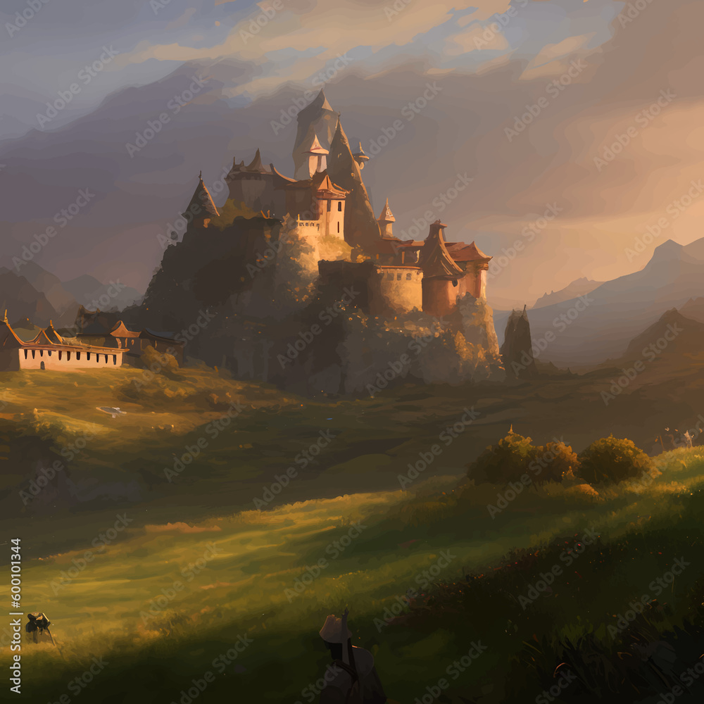 Obraz premium castle on the hill,Generative AI