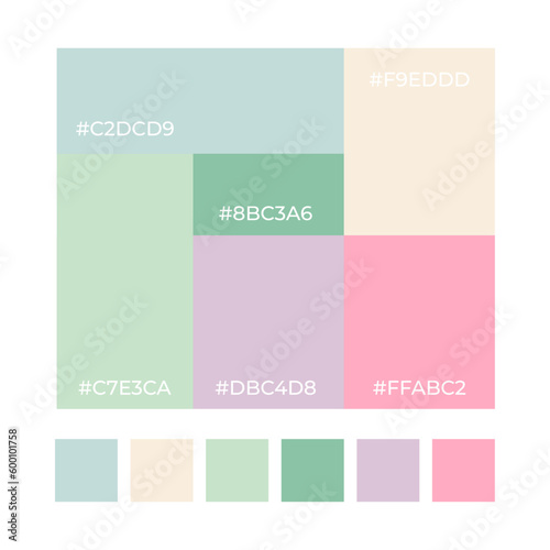 Color element. Trendy pallete of color. Cozy color pallete. Swatch summer candy shade tone with hex code. Nft pastel colors. Super trendy color