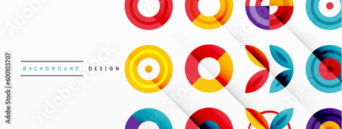 Colorful circles in a grid composition abstract background. Design for wallpaper, banner, background, landing page, wall art, invitation, prints, posters
