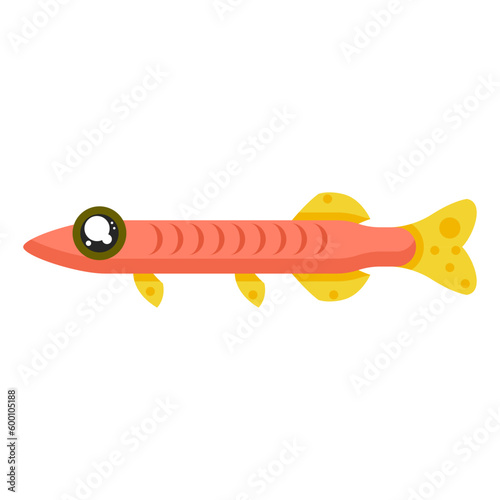 Abstract Flat Cartoon Different Animal Underwater Fish Swimming, Floats Vector Design Elements Fauna Wildlife