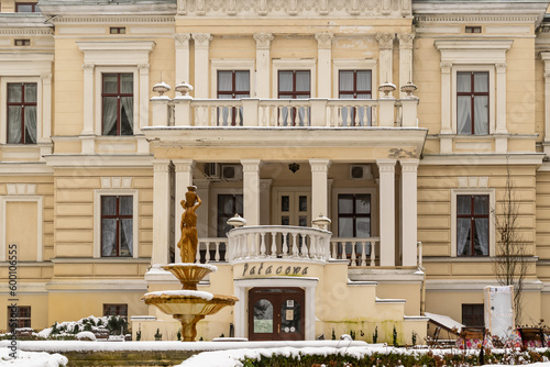 old rebuilt palace in Biedrusko in the winter time