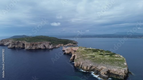 Breathtaking aerial sunset view of the Historical rocky limestone Tsichli-Baba island south of Sphacteria where is the erected monument to the French fallen sailors in the Battle of Navarino photo