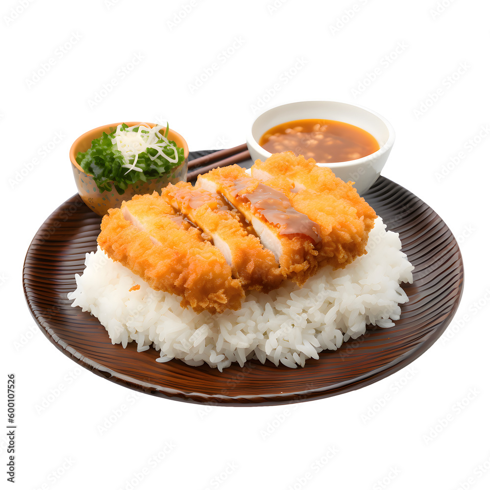 Crispy Katsu chicken with sauce and rice Crispy Katsu chicken with sauce and rice