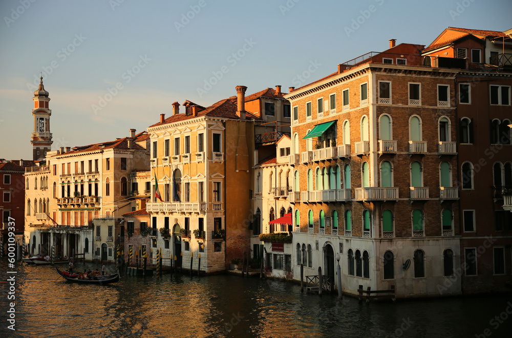 Old aged historical buildings near the channel in Venice Italy
