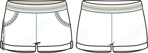 KID GIRLS AND TEENS BOTTOM WEAR SHORTS ILLUSTRATION VECTOR