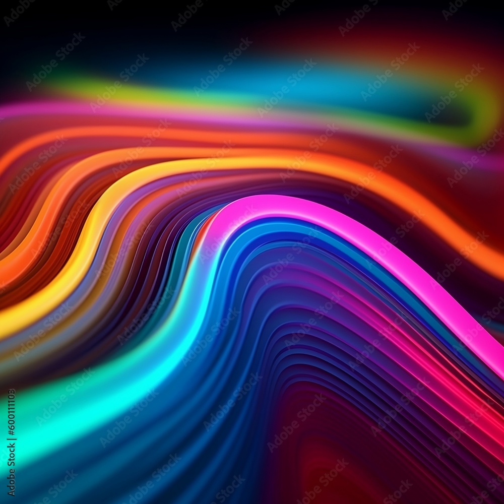 abstrakt background with wavy neon lines, wallpaper with colorful waves, structure, generative ai