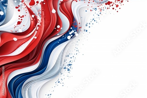 Patriotic Red  White  and Blue Abstract Background with Room for Text on a White Backdrop. AI