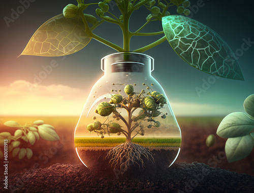 Plants in flask as symbol o...