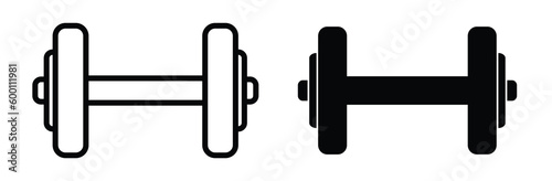 Dumbbell icon vector. Simple bodybuilding and weightlift barbell symbol. Strength training gym dumbbell icons.