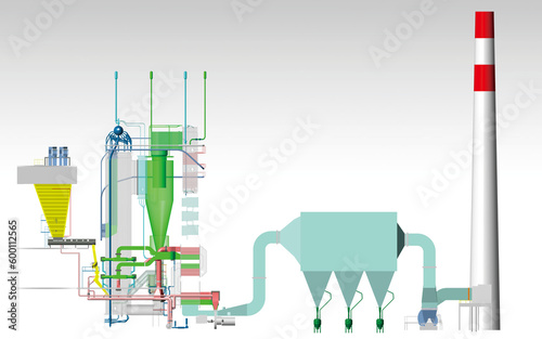 Boiler safety valve and venting 3D illustration photo
