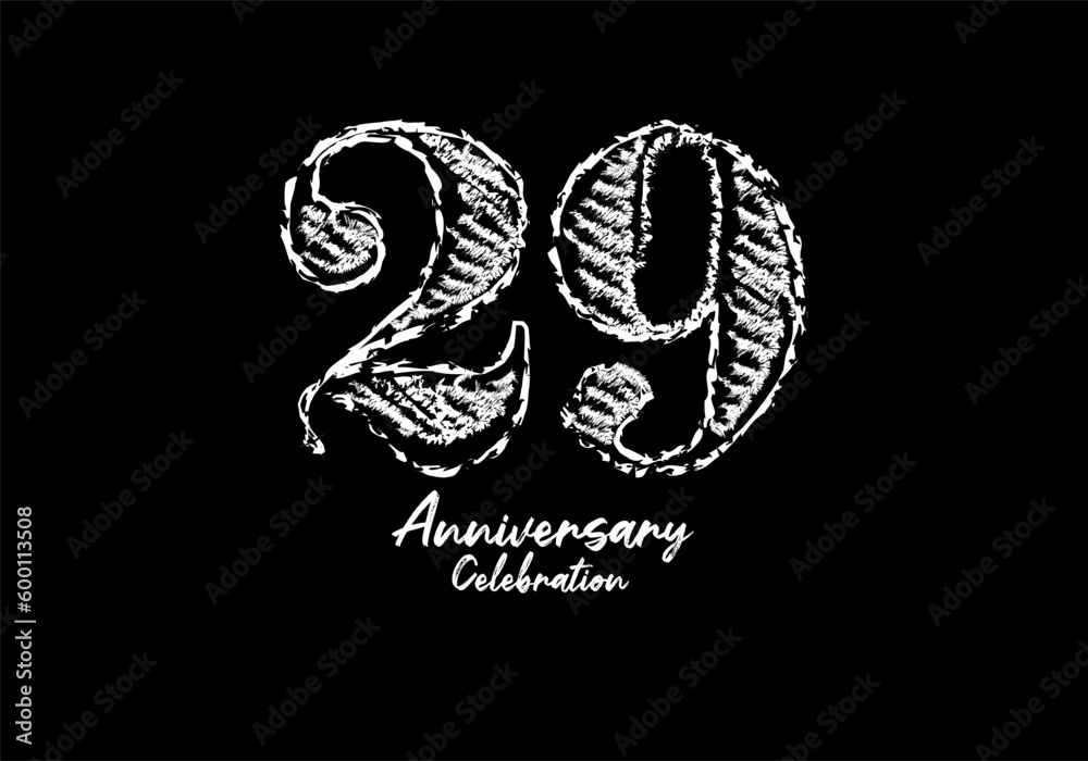 29 years anniversary celebration logotype white vector, 29th birthday logo, 29 number design, anniversary year banner, anniversary design elements for invitation card and poster. number design vector