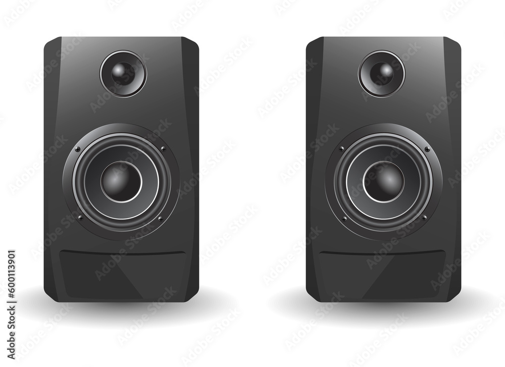 Audio loud speaker with red diffuser. Concert speaker Audio loud speaker with red diffuser. Concert speaker