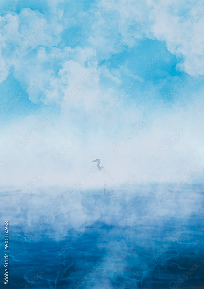 Obraz premium Heron misty water