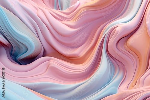 An ethereal and dreamy pastel background illustration with flowing violet and turquoise liquid. Generative AI