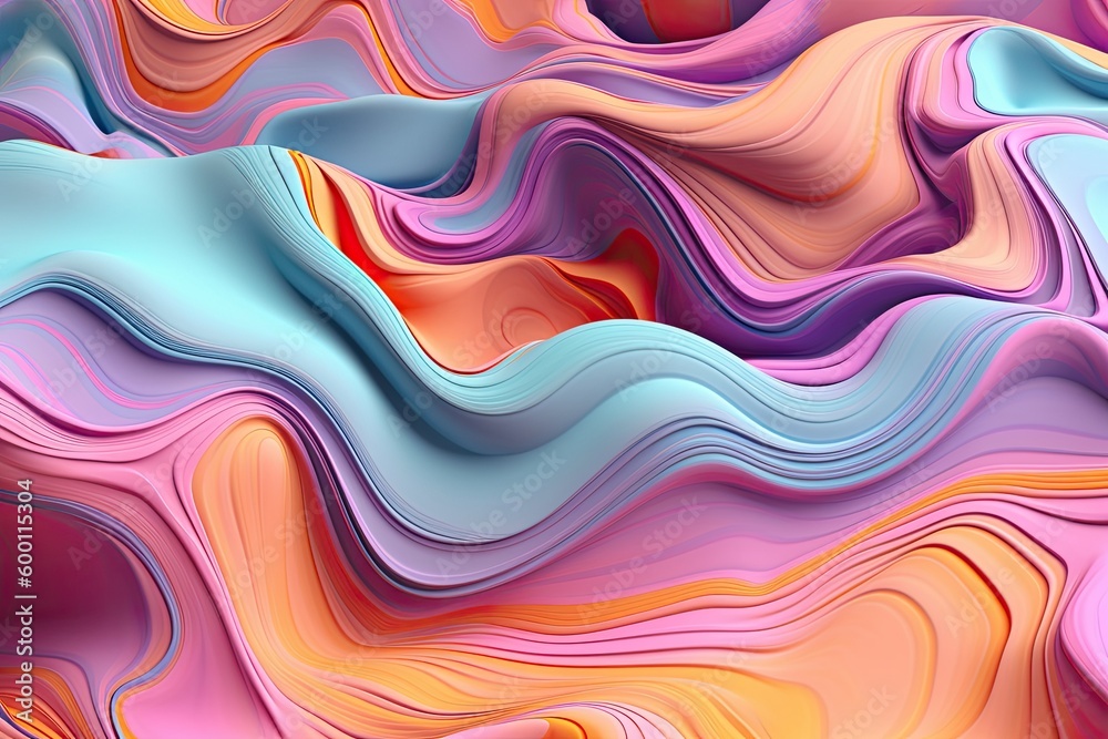 An ethereal and dreamy pastel background illustration with flowing violet and turquoise liquid. Generative AI An ethereal and dreamy pastel background illustration with flowing violet and turquoise liquid. Generative AI