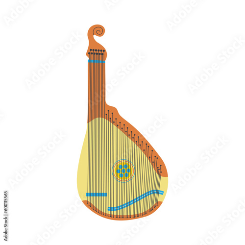 Musical instrument, bandura. Ukrainian symbols.