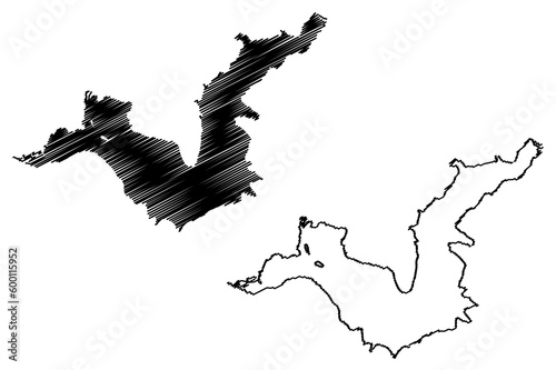 Lake Orava reservoir (Slovakia, Slovak Republic) map vector illustration, scribble sketch Oravská priehrada map