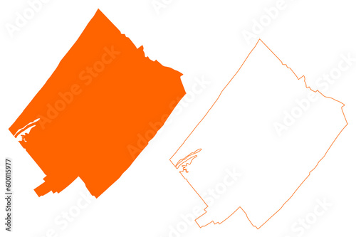 Wassenaar town and municipality (Kingdom of the Netherlands, Holland, South Holland or Zuid-Holland province) map vector illustration, scribble sketch map