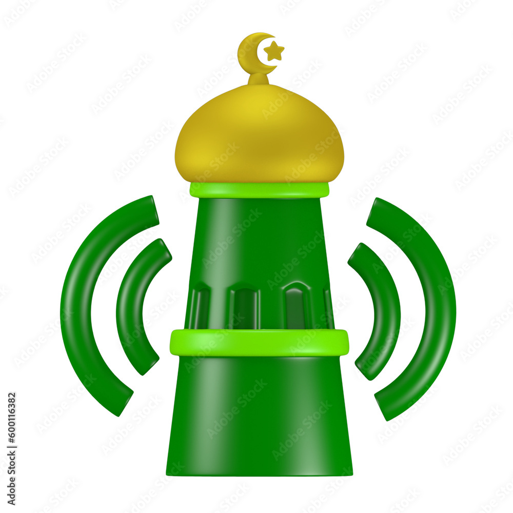 Cute icon Azan Tower 3d illustration with Ramadan and Eid Mubarak theme ...