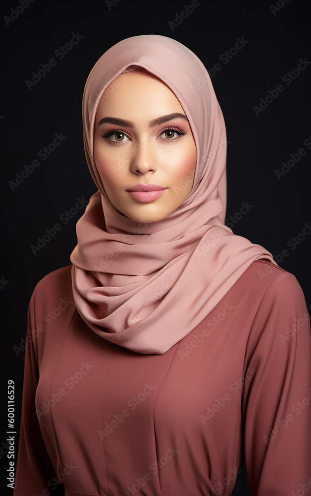 Portrait of a Muslim woman in hijab, conveying a profound sense of spirituality and devotion. Portrait of a Muslim woman in hijab, conveying a profound sense of spirituality and devotion.
