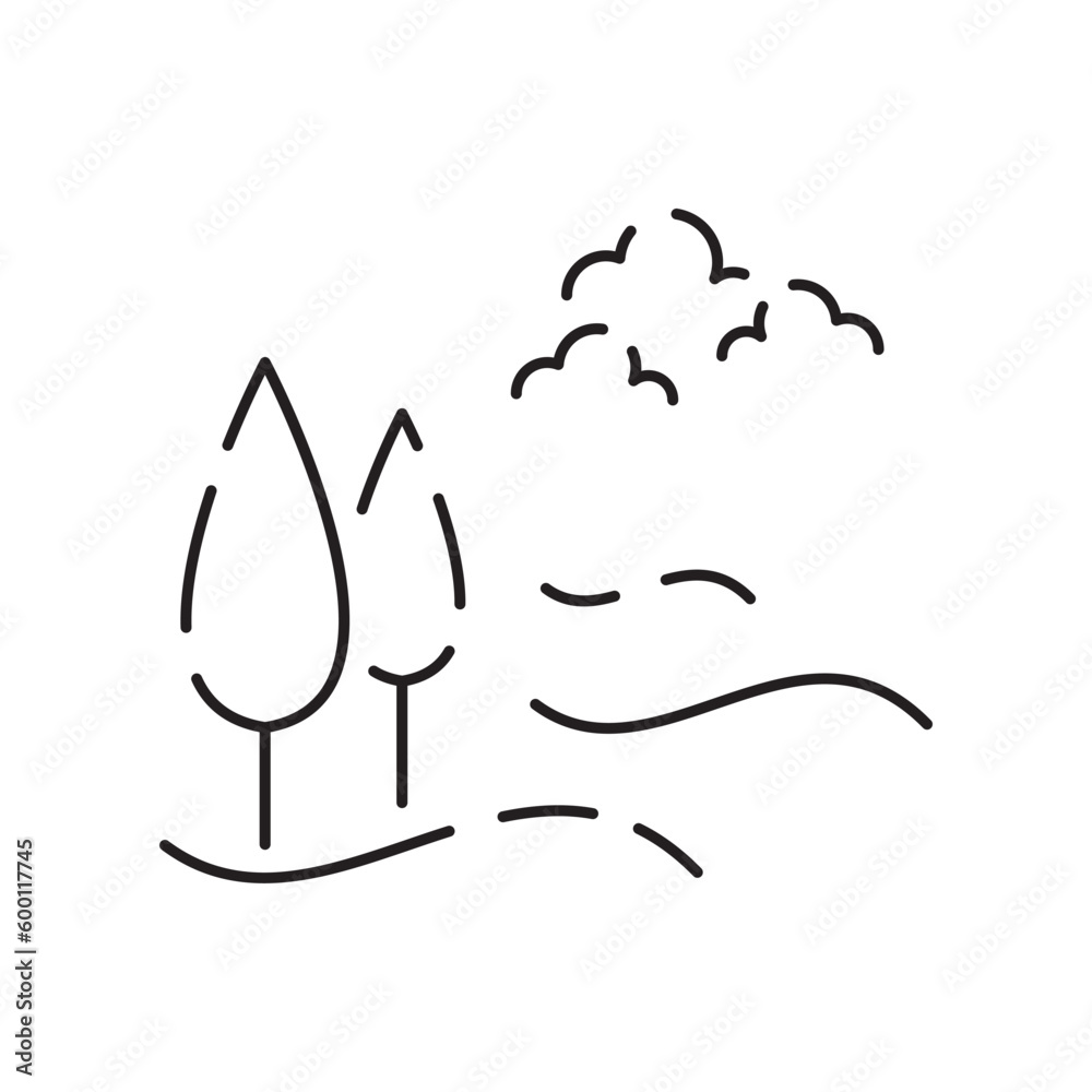 Landscape icons, thin line style, flat design vector illustration. Summer, spring season. Nature Landscape icons, thin line style, flat design vector illustration. Summer, spring season. Nature