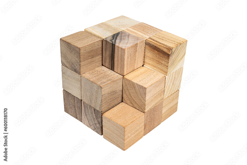 Wooden block puzzle isolated on a white background Wooden block puzzle isolated on a white background
