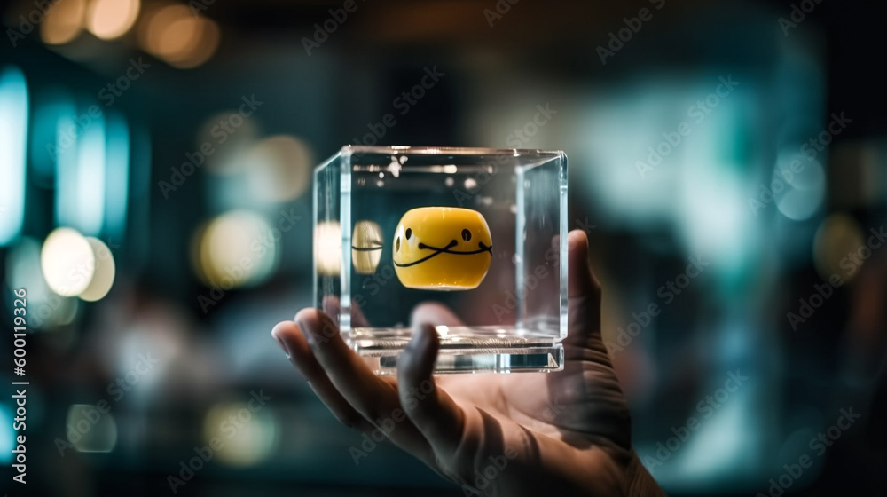 Fototapeta premium Smiley inside the glass cube