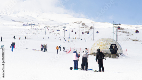 ski resort in winter, Ercieyes Mountain, Keyseri, Turkiye photo