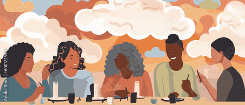 Women of colour at brunch, generative ai