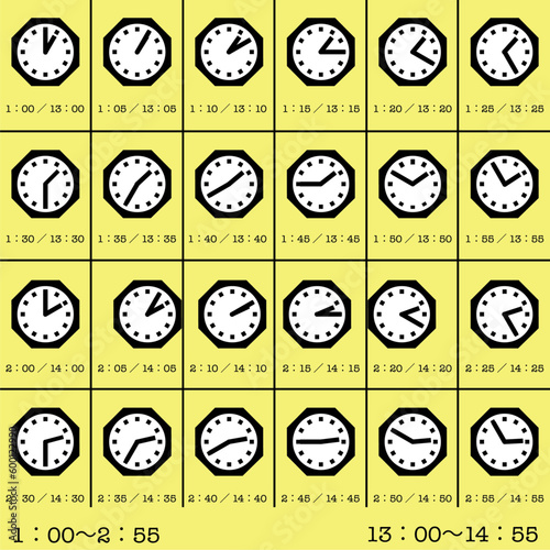 clock（time）時計-１：００〜２：５５