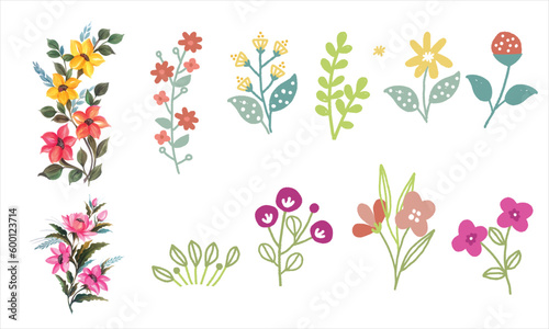 Wallpaper Mural Free vector beautiful bunch floral set vector illustration with leaves collection Torontodigital.ca