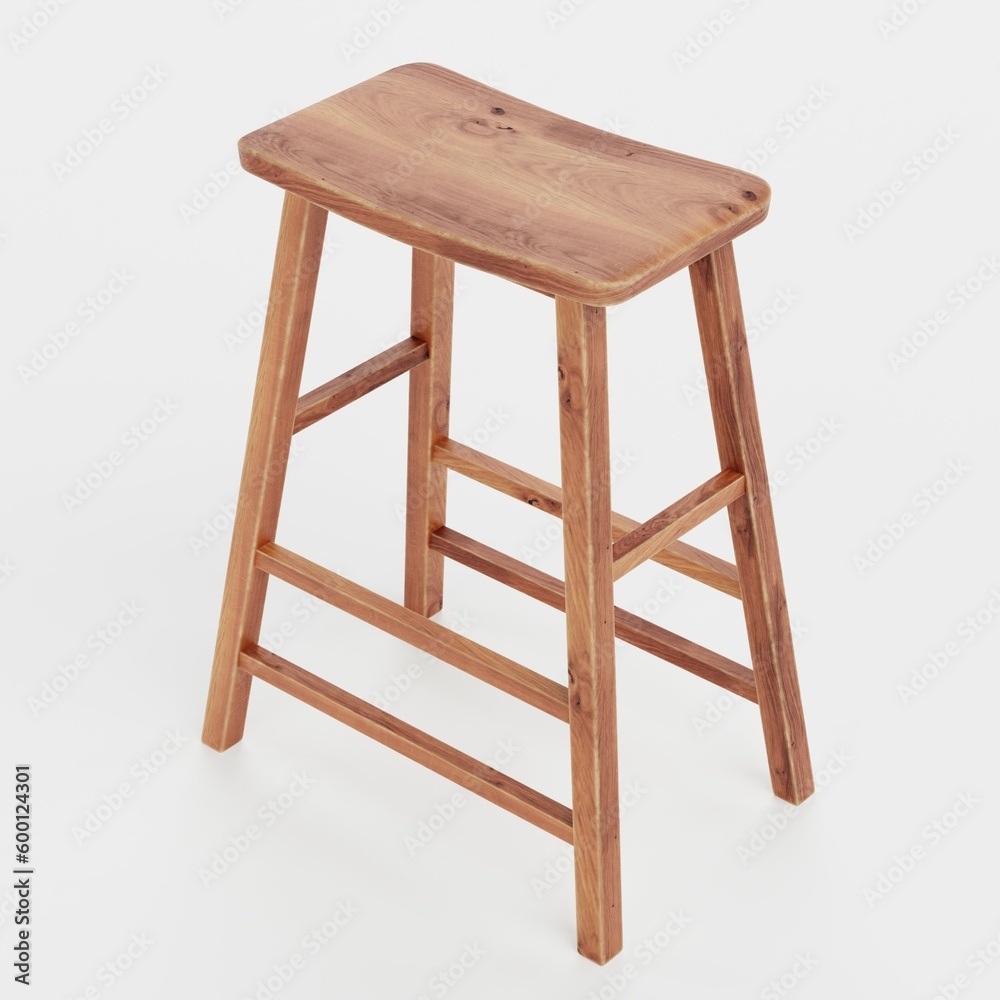Realistic 3D Render of Wooden Stool Realistic 3D Render of Wooden Stool
