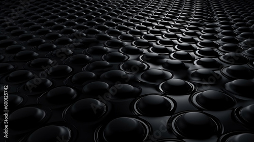 A surface that is black and features numerous geometric figures with repeated shaped patterns. Generative AI