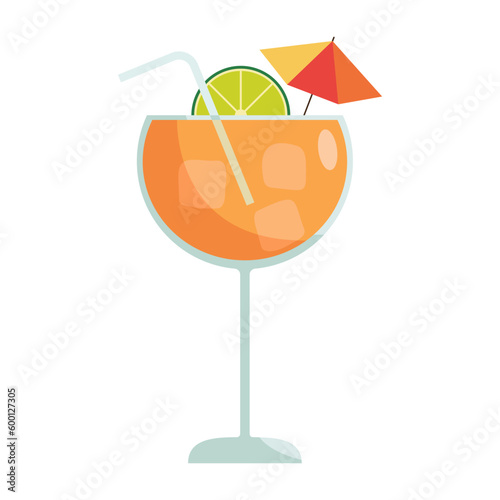 Tropical cocktails cups drink. Glasses vector illustration. Refreshing cocktails with ice cubes and lemons. Party, Menu designs. Alcoholic drinks. Summer and beach