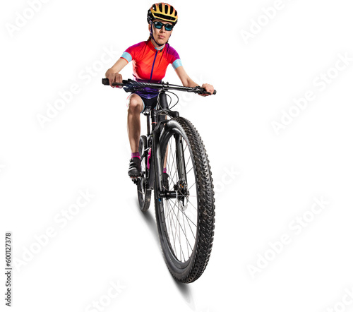 Athlete cyclists in silhouettes on white background. Isolated on white. 