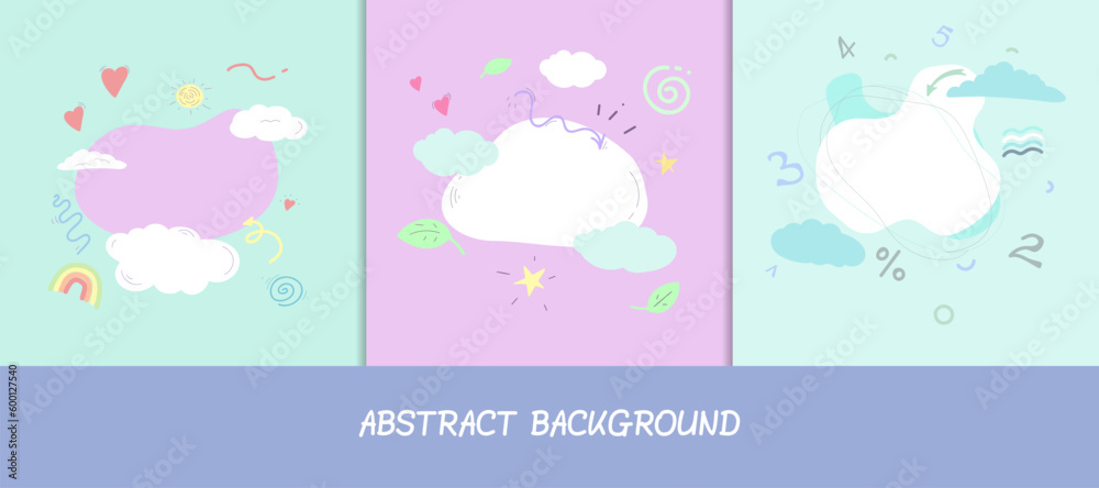 Set of hand drawn children's backgrounds in pastel colors