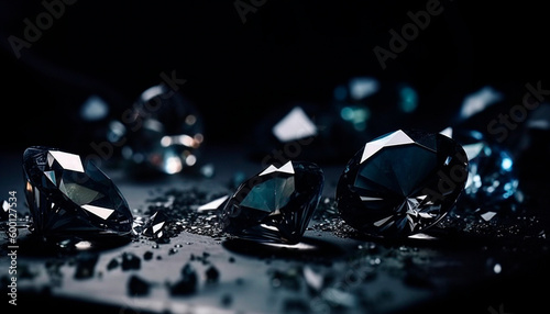 professional background of pure diamonds on a dark table. High quality illustration Generative AI