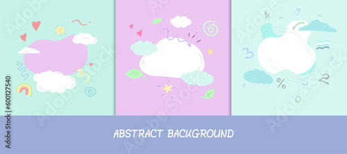 Set of hand drawn children's backgrounds in pastel colors