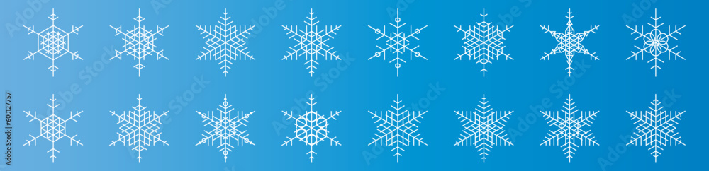 snowflakes thin line icon set such as pack of simple snowflake, snowflake, snowflake, icons for report, presentation, diagram, web design