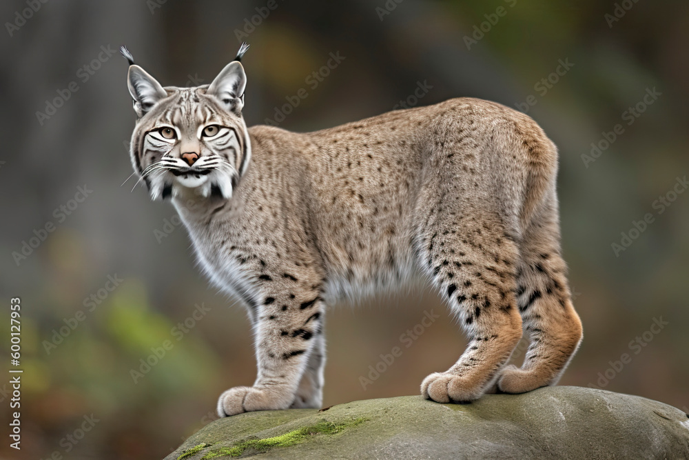 Bobcat (Lynx rufus) standing on a rock Bobcat (Lynx rufus) standing on a rock