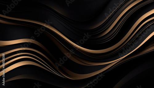 black and gold professional background with waves. High quality illustration Generative AI